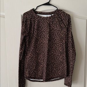 Talbots (T by Talbots) Animal Print Long Sleeve Top - Black and Brown